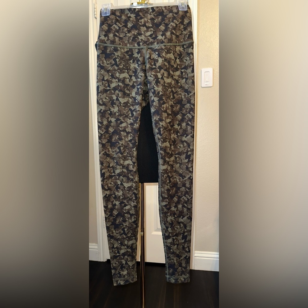 Lululemon Wunder Under Full-On Luon Pants Leggings Womens 6 Roll Down Green Camo